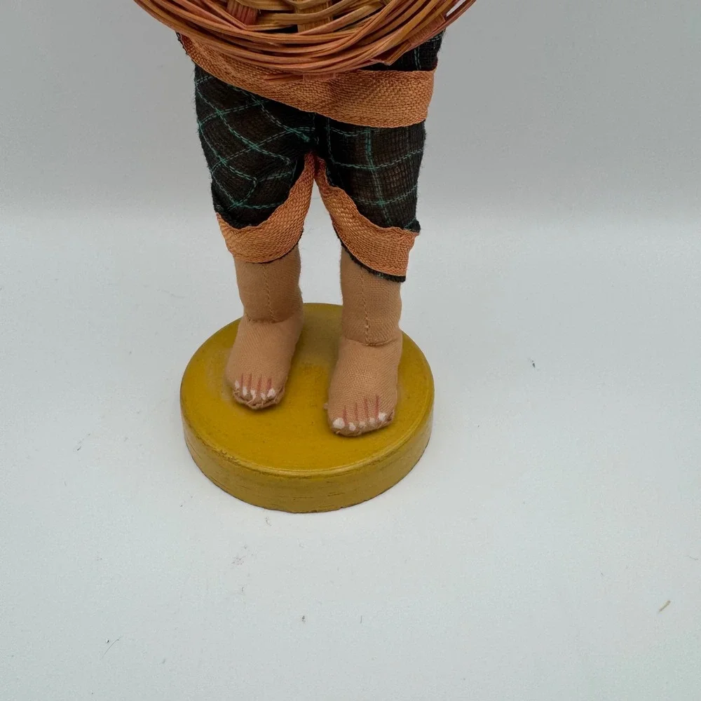 Vintage Folk Art‎ Doll Woman Holding Basket Ethnic Traditional Outfit